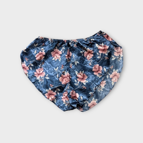 XL Vintage 1990s Jessica Intimates Blue with Pink Roses 2 Piece PJ Lounge Set - Picture 4 of 7